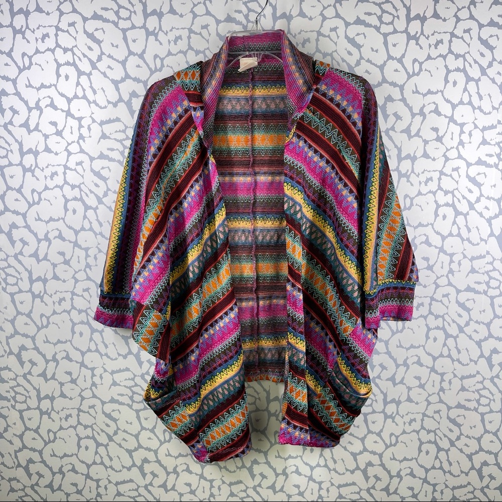Jasmine & Ginger Rainbow Poncho Cardigan L/XL Boho